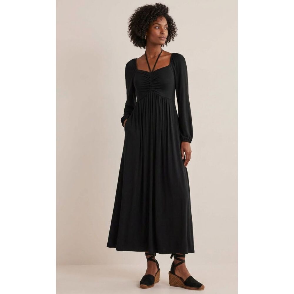 New Boden Tie Detail Jersey Maxi Dress with Pockets Women's Size 6